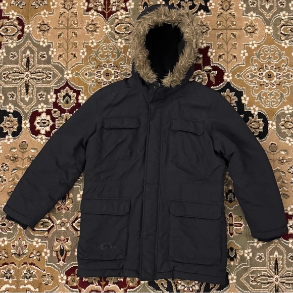 Place Warm Black Winter Parka Coat with Faux Fur Lined Hood Boys Size XXL (16) - Picture 15 of 15